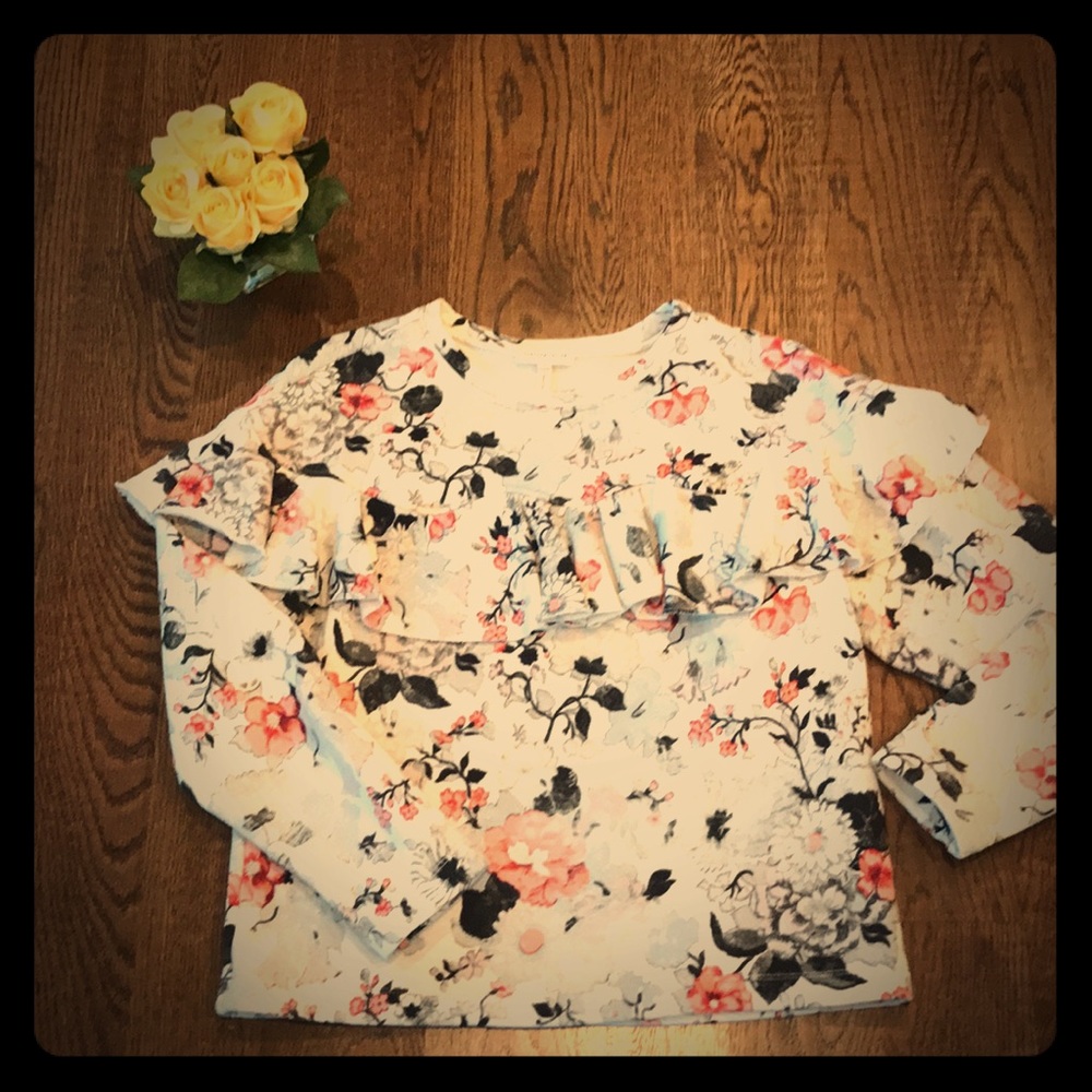 Rebecca Taylor Ruffled Flower Sweathirt